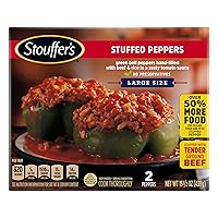 Stouffer's Stuffed Peppers Frozen Meal Made with Green Peppers with Ground Beef and Rice in a zesty tomato sauce – Stuffed Green Peppers Frozen Dinners - Large Size Food 15 ½ Oz
