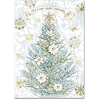 Punch Studio Botanical Tree Dimensional Holiday Boxed Cards Featuring 12 Embellished Cards and Envelopes (44686)