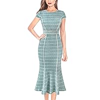 VFSHOW Womens Elegant Vintage Cocktail Business Office Mermaid Fitted Bodycon Midi Dress