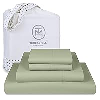Threadmill Luxury Supima Cotton Sheets, Luxury 1200 Thread Count Soft 100% Cotton Sheets for Queen Size Bed, 4 Pc Sage Green Bed Sheets Queen Set, 5-Star Hotel Quality Deep Pocket Bed Sheets Set