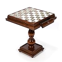 Bello Games Collezioni - Bello Games Collezioni - Monticello Italian Marble Chess/Checkers Table and Valentino 24K Gold/Silver Checkers from Italy