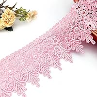FQTANJU 5 Yard Floral Lace Edge Trim 9cm Wide Ribbon Edging Trimmings Wedding Dress Embellishment Gift Party Decoration Applique DIY Sewing Crafts (Rose Pink)