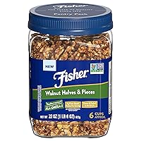 Fisher Chef's Naturals Walnut Halves & Pieces Pantry Pack PET 22 oz, 100% Unsalted Walnuts for Baking & Cooking, Snack Topping, Great with Yogurt & Cereal, Vegan Protein, Keto Snack, Gluten Free