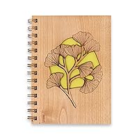 Ginkgo Leaves Wood Journal [Notebook, Sketchbook, Spiral Bound, Blank Pages]