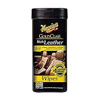 Meguiar’s Gold Class Rich Leather Wipes - Leather Car Cleaning Wipes that Offer Conditioning and UV Protection, Rich Moisturizers Help Prevent Leather From Drying Out and Cracking, 30 Wipes