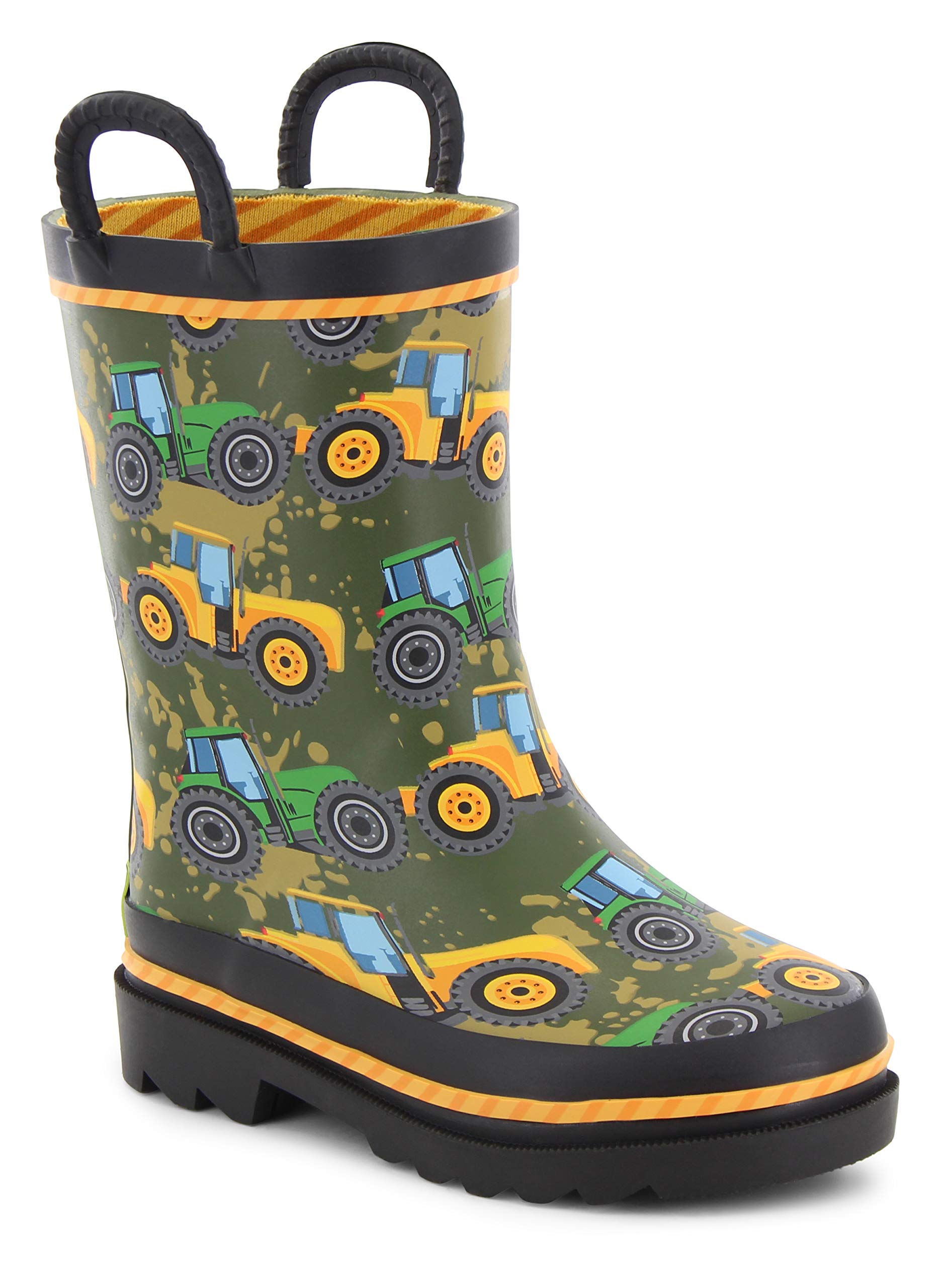 Western Chief Boys Waterproof Printed Rain Boot with Easy Pull On Handles