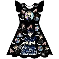 Girls Cartoon Wed Costume Dress Little Kids Adams Ruffle Sleeve Summer Dress Party Gift Clothes Outfit
