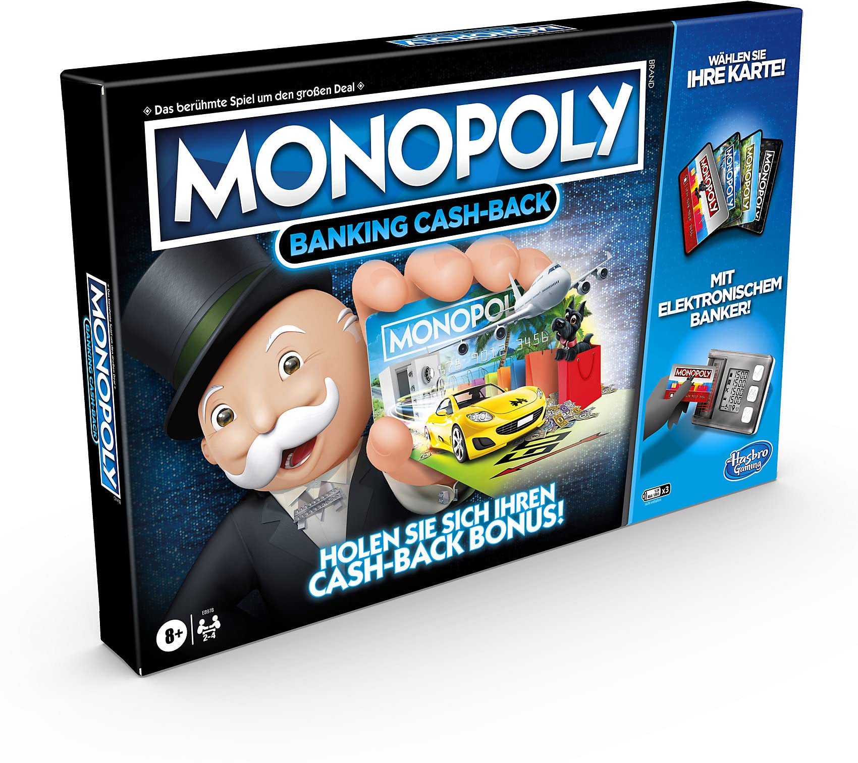 Monopoly Banking Back Board Game, Electronic Card Reader, Back Bonus, Cashless Numbers, Scan Technology, Ages 8 and Up