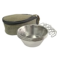 Camping Moon S220-4P+B Camping Cup, Stainless Steel, Sierra Cup, 10.1 fl oz (310 ml), Set of 4, Storage Case Included