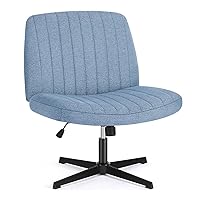 Sweetcrispy Office Chair No Wheels - Armless Desk Chair No Wheels Cross Legged Office Chair Wide Swivel Home Office Desk Chairs