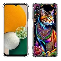 Galaxy A25 5G Case,Colorful Mandala Cat Flowers Drop Protection Shockproof Case TPU Full Body Protective Scratch-Resistant Cover for Samsung Galaxy A25 5G