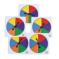 LEARNING ADVANTAGE Six-Color Spinners - Set of 5 - Game Spinner – Write On/Wipe Off Surface for Multiple Uses