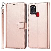 Ｈａｖａｙａ for Samsung A21S Phone Case with Card Holder,for Galaxy A21s Wallet Case for Women,for Samsung A21S Flip Cell Phone Cover with Credit Card Holders-Rose Gold