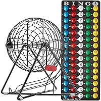 MR CHIPS 11 Inch Tall Professional Bingo Set with Steel Bingo Cage, Everlasting 7/8” Bingo Balls, Master Board for Bingo Balls - Mysterious Black…