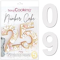 Scrap Cooking - Number Cake Moulds Kit - Numbers 0 to 9 - Height 28 cm / 11 inches - Baking Accessories Templates - Cake in The Shape of Numbers Dessert Birthday - with Recipes - 3927