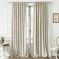 Timeper 108 inches Cream Beige - Luxury Velvet Curtains Light Dimming Backdrop Panels Extra Long High Ceiling Tall Curtains for Vimeper 10illa/Hall/Hospital/Basement, W52 x L108, Back Tab,2 Panels