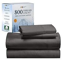 California Design Den Luxury 100% Cotton Sheets Queen Size, Buttery Soft 800 Thread Count Beats Fake Egyptian Claim, 4 Piece Set with Durable Deep Pocket Fitted Sheet (Charcoal Gray)