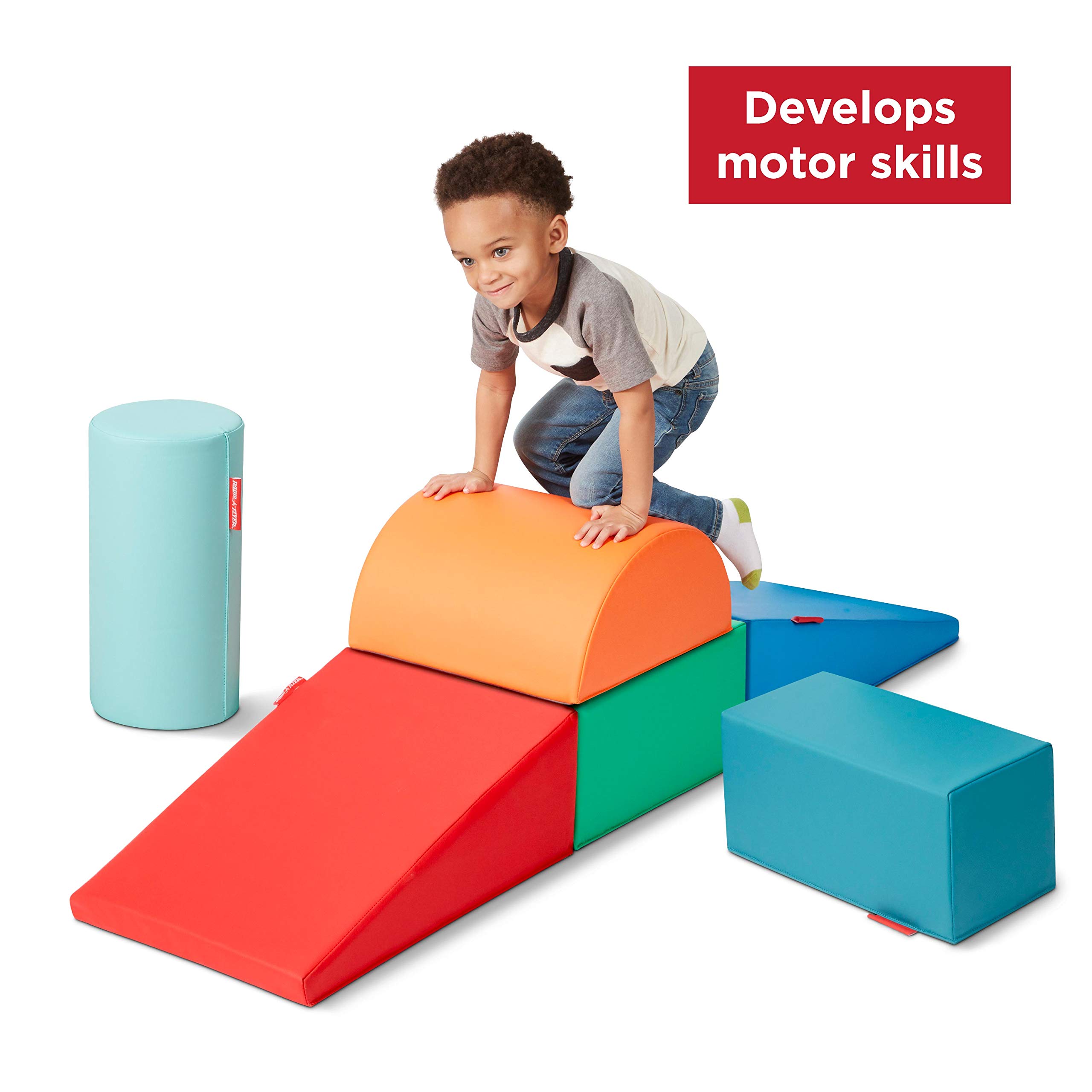 Radio Flyer Tumble Town Foam Blocks - Candy, Kids Indoor Climbers & Play Structure (Six Piece), Big Foam Climbing Blocks for Toddlers Ages 9 Months - 3 Years