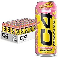 Cellucor C4 Energy Drink, STARBURST Strawberry, Carbonated Sugar Free Pre Workout Performance Drink with no Artificial Colors or Dyes, Pack of 24