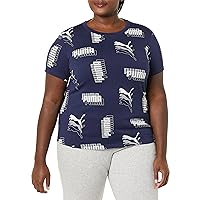 PUMA Plus Size Power All Over Print Tee Peacoat/All Over Print 3X