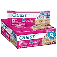 Quest Nutrition Birthday Cake Protein Bars, High Protein, Low Carb, Gluten Free, Keto Friendly, 12 Count