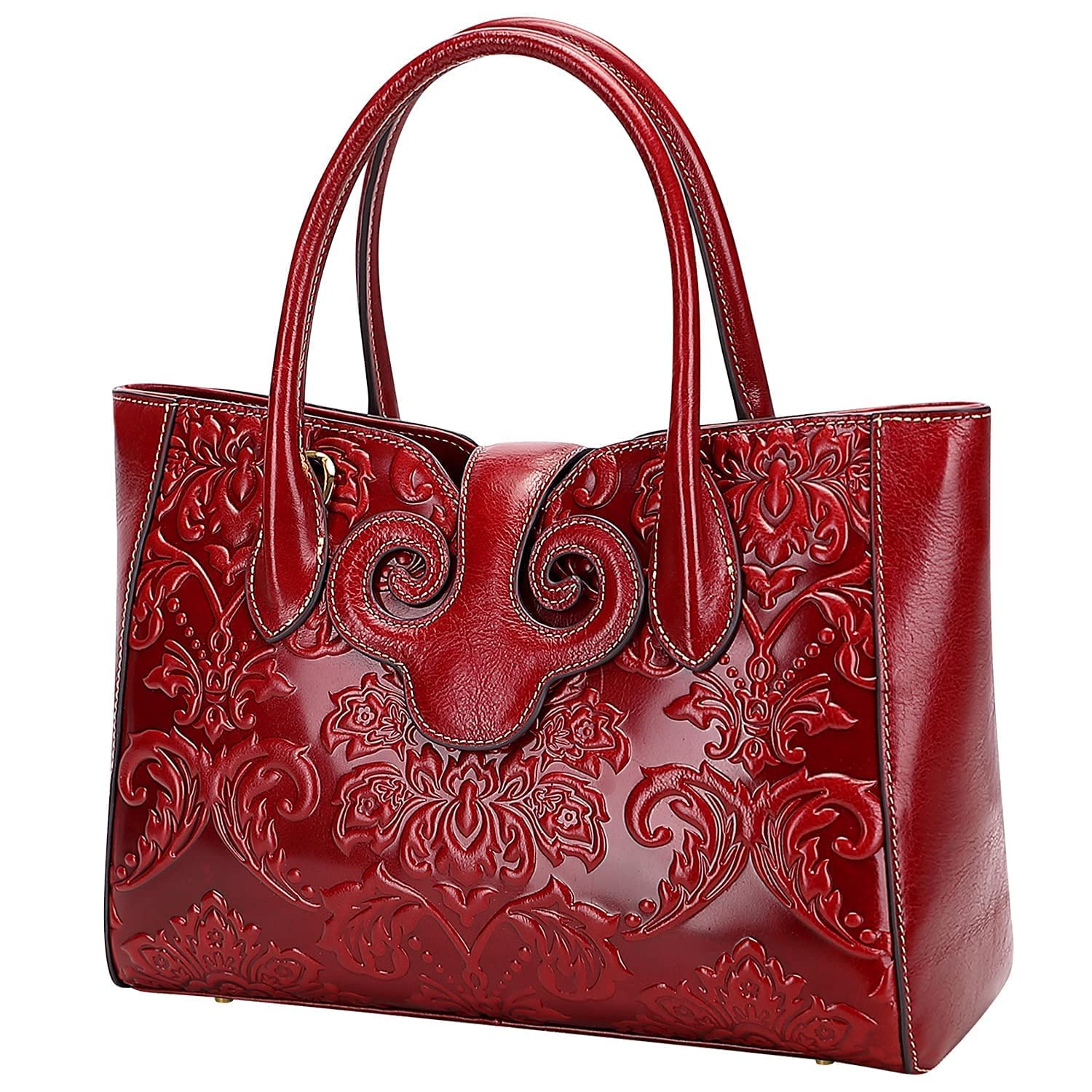 PIJUSHI Floral Handbags For Women Designer Handbag Top Handle Shoulder Bags For Ladies Bundle with Genuine Leather Credit Card Holder for Women Designer Floral Card Case Wallet