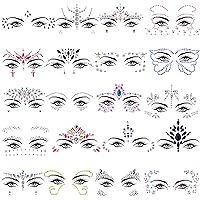 SIQUK 20 Sets Face Jewels Rhinestones Face Gems Stick on Eye Jewels Stickers Crystal Face Jewel for Festival Rave Carnival Party