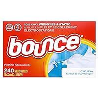 Bounce Dryer Sheets Laundry Fabric Softener, Fresh Linen Scent, 240 Count