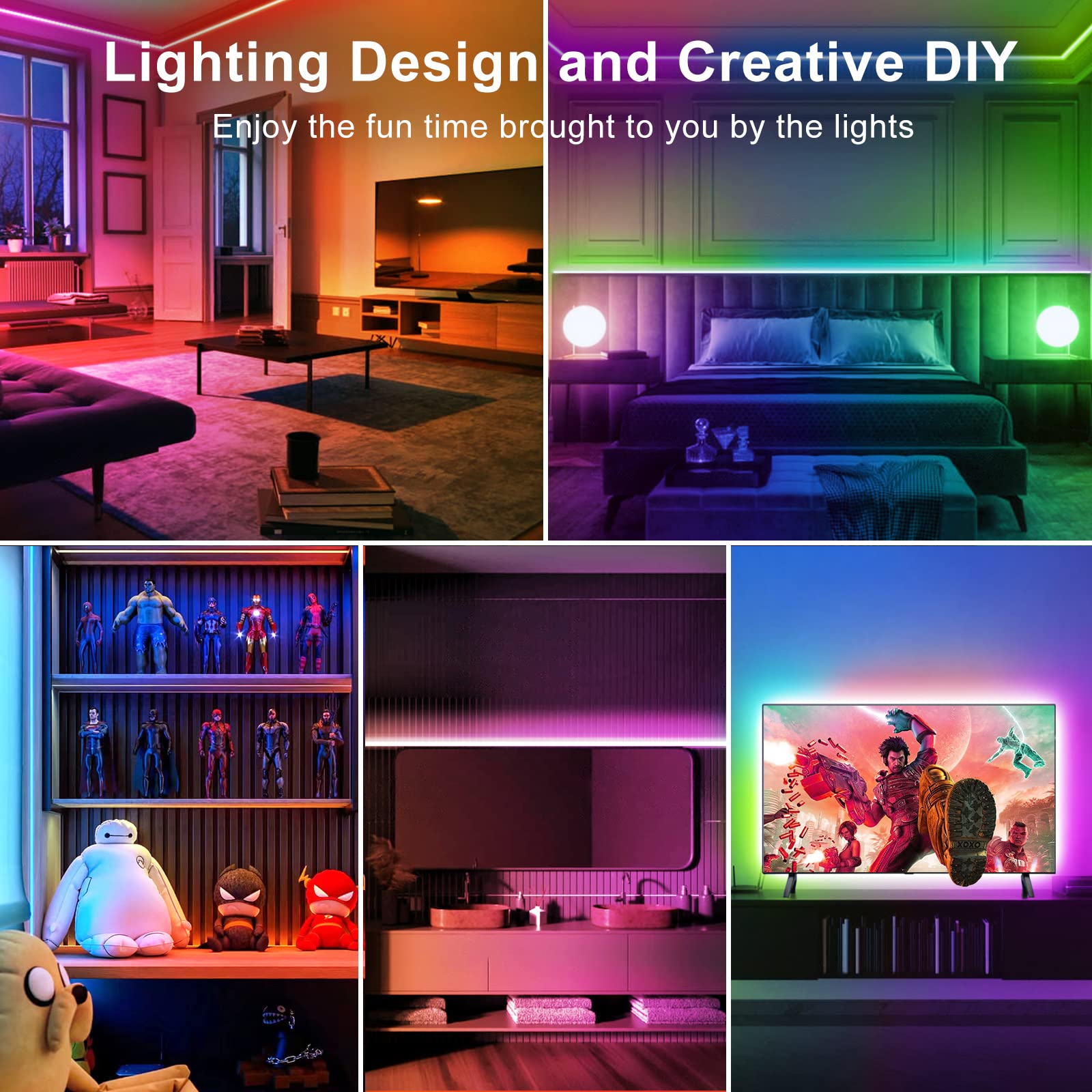Mua TJOY 100ft Led Lights for Bedroom, Music Sync RGB LED Strip ...