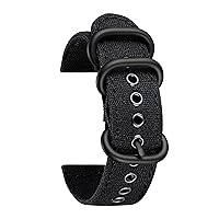 BINLUN Canvas Watch Bands Replacement Sail Cloth Cotton Fabric Watch Straps Soft Quick Release Watchbands in Black Khaki Army Green Blue with Black/Silver Buckle for Men Women 18/20/22/24mm