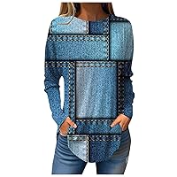 Plus Size Blouse Womens Shirts Dressy Casual Womens Shirts Hawaiian Shirt Funny Shirt Long Sleeve Shirt Women Long Sleeve Tee Shirts for Women Vacation Blue S
