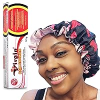 Satin Bonnet bundle with Virgin Hair Fertilizer (125g) Conditioning Cream for Healthy Hair Growth (Hearts)
