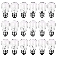 Newhouse Lighting S14INC18 Outdoor Weatherproof S14 Replacement String Light Bulbs, Standard Base, Pack of 18, Clear