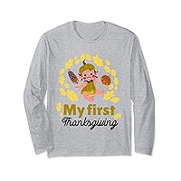first thanksgiving turkey funny cute baby Long Sleeve T-Shirt