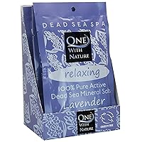 100% Pure Dead Sea Mineral Bath Salt Lavender 6 Pack 2.5 oz Single Use Packets with Magnesium, Sulfur and 21 Essential Minerals. All Skin Types, Problem Skin. Natural, Therapeutic.