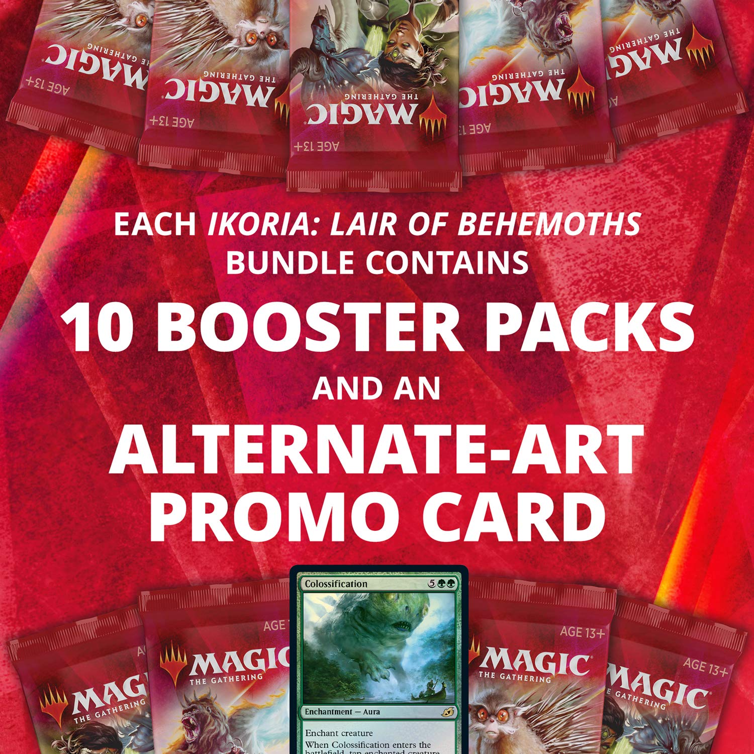Magic The Gathering Ikoria: Lair of Behemoths Bundle | 10 Booster Packs (150 Cards) | Foil Lands | Accessories