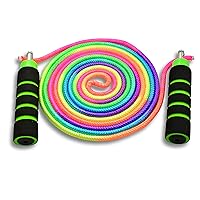 Anna's Rainbow Double Dutch Jump Rope - 14ft Long Skipping Rope for Indoor/Outdoor/Playground - Durable Adjustable 8mm Nylon Cord - Exercise Toy with Lightweight Foam Handles