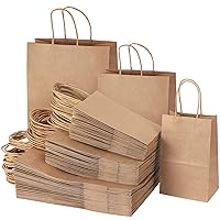 TOMNK 120pcs Brown Paper Bags with Handles Mixed Size Gift Bags Bulk, Kraft Paper Bags for Business, Shopping Bags, Retail Bags, Merchandise Bags