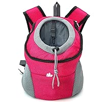 Dog Carrier Backpack, Comfortable Doggy Front Backpack Pet Puppy Carrier Travel Pack with Breathable Head Out Design and Padded Shoulder for Walking Biking Hiking Camping Outdoor (Large, Rose)