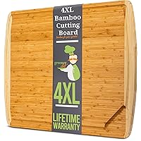 GREENER CHEF 36 Inch 4XL Extra Large Cutting Board with Lifetime Replacements - Wood Butcher Block Cutting Board - Bamboo Stove Top Cover for Extra Countertop Space - Giant Wood Charcuterie Board