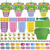 Geyee 16 Sets DIY Mother's Day Crafts for Kids Gifts Religious Mother's Day Flower Pot Handprint Craft Kit Art Project Frames Flower Accessories for Mother's Day Gift Home School Classroom Activities