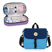 CURMIO Epipen Carrying Case for Adult and Kid, Insulated Medicine Supplies Travel Bag with Shoulder Strap for 2 EpiPens, Auvi-Q, Spacer, Vials, Nasal Spray, Asthma Inhaler