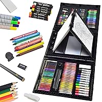 DLUCKY 208 PCS Art Supplies, Drawing Art Kit for Kids Adults Art Set with  Double Sided Trifold Easel, Oil Pastels, Crayons, Colored Pencils