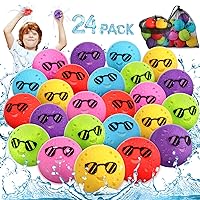24 Pcs Reusable Water Balloons, Silicone Water Balls with Mesh Bag, Outdoor Water Toys for Kids Ages 3-12 Summer Beach Pool Party Water Fight Games