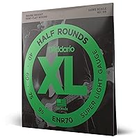 D'Addario XL Half Rounds Bass Guitar Strings - ENR70 - Long Scale - Super Light, 40-95
