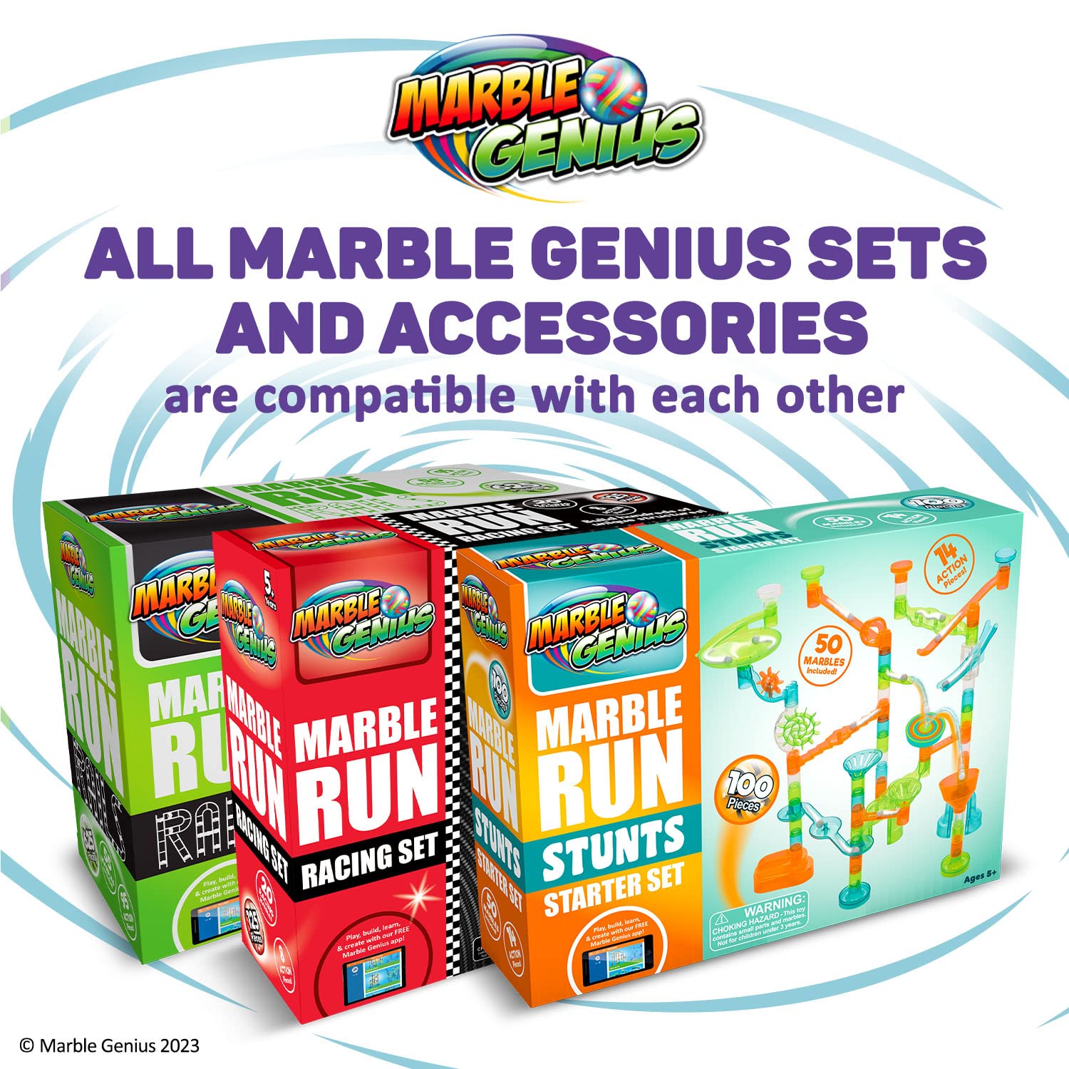 Marble Genius Jumps & Swings 8-pc Accessory Add-On Set: Create Take Your Marble Run to The Next Level, Watch Your Marbles Race Through This Unique & Innovative Add-On, Perfect for Kids & Adults Alike
