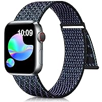 Nylon Sport Loop Bands for Apple Watch Band 38mm 40mm 41mm 42mm 44mm 45mm, Adjustable Stretchy Elastic Braided Strap Wristband Replacement for iWatch Series 9 8 7 6 SE 5 4 3 2 1 Women/Men