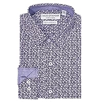 Nick Graham Long Sleeve Floral Traveler Dress Shirt for Men, Wrinkle Free Men’s Dress Shirt with Performance Fabric
