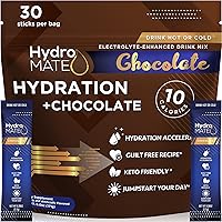 NatureWorks HydroMATE Electrolyte Powder Packets Drink Mix Low Sugar Hydration Accelerator Fast Recovery with Vitamin C Chocolate 30 Count