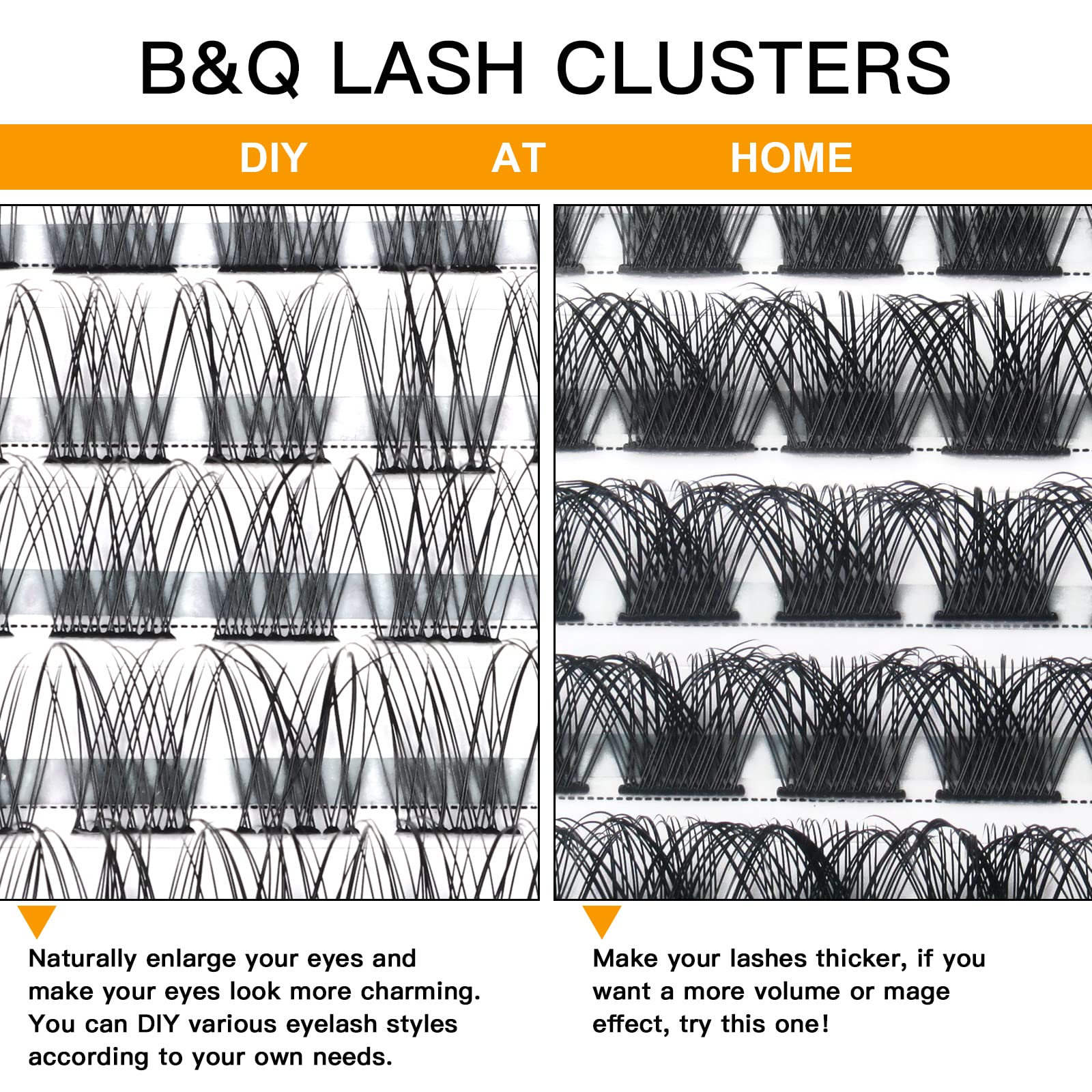 Lash Clusters DIY Eyelash Extensions 72 Clusters Lashes C D Curl B&Q LASH Mega Volume Individual Lashes Eyelash Clusters Extensions Wispy Lashes Cluster DIY at Home (NM-D-8-16MIX)